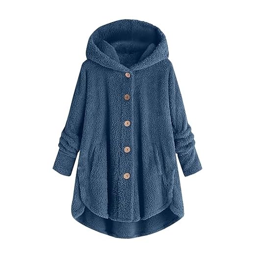 Manteau Femme Hiver Avec Poches Boutonnée Polaire,Femme Cardigan Manches Longues Décontracté Grandes Tailles Décontractée Veste Polaire Avec Capuche Manteaux Et Blousons Couleur Unie Pas Cher