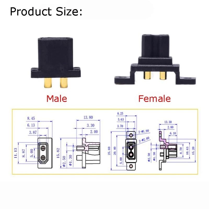 20PCS Conector Enchufe Amass XT30G Con Tornillos Macho Hembra