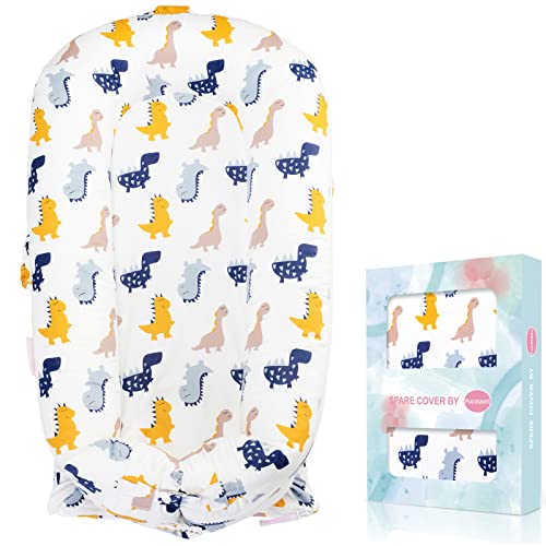 Image of Baby Lounger Cover for Dockatot Deluxe + | 100% Cotton Hypoallergenic Newborn Premium Quality Spare Cover(Cover Only) (Dino)