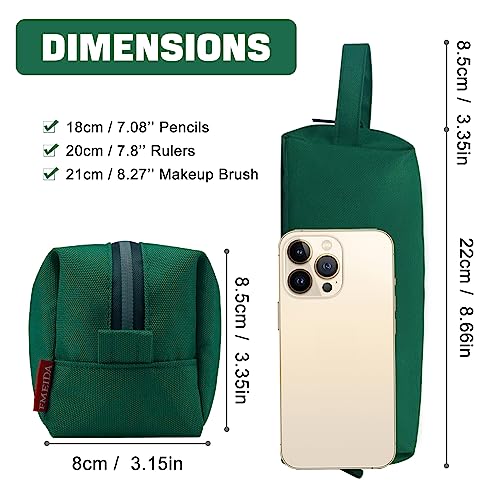 Image of Fmeida Pencil Case Pouch - Water Resistant Pencil Pouch Portable Pencil Bag Simple Office Stationery Pouch with Handle Back to School Supplies - Dark Green