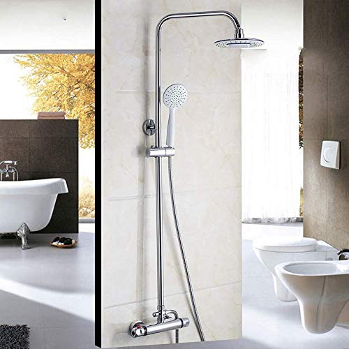 Pommeau de douche de luxe effet pluie 8" et mitigeur de baignoire thermostatique