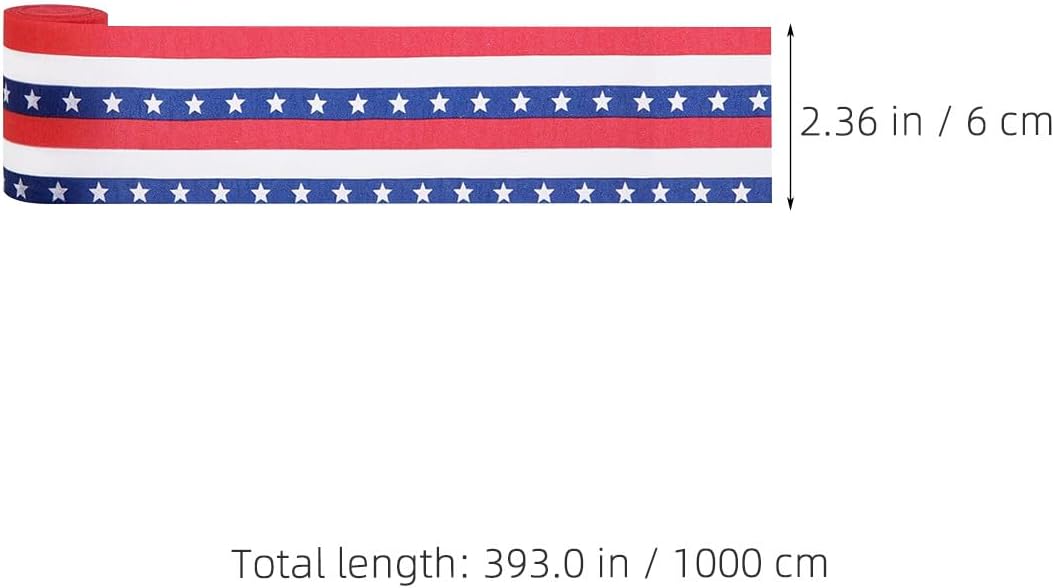 CIMAXIC 10 Rolls 4th of July Streamers, USA Flag Style Crepe Paper Roll, Star‑Stripe Red White Blue Hanging Decor for BBQs, Parades, Backyard Parties 6 cm×10 m