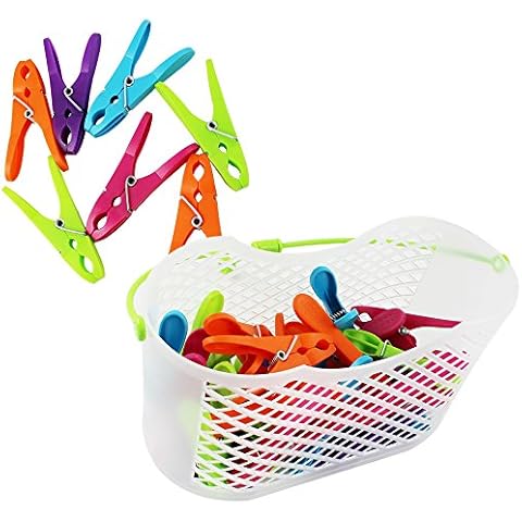 com-four® Panier à Linge avec 30 Pinces Cover