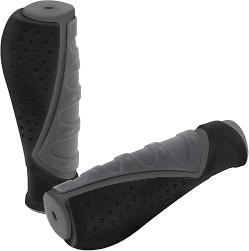 TRELC Antideslizante manillar de bicicleta Grips protector para bicicleta/bicicleta de montaña/bicicleta de carretera/bicicleta plegable (negro+gris)