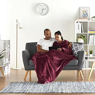 Amazon Basics Fleece Blanket with Sleeves & Foot Pocket, 170 X 200 cm, Grey