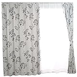 スミノエ(Suminoe) セミオーダーカーテン アイボリー 幅200cm ×丈185cm ディズニー ミッキー トウィッグリーフ 遮光2級 M1004