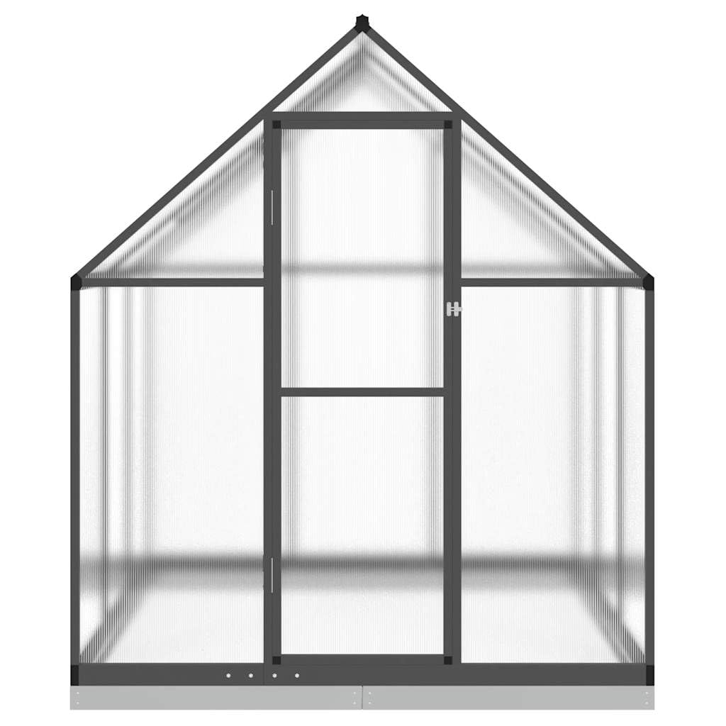 Szklarnia z ramą fundamentową, antracytowa, aluminiowa, 169 x 169 x 202 cm, odporna na promieniowanie UV, z oknem wentylacyjnym i drzwiami skrzydłowymi, do ogrodu, na balkon, taras, odporna na