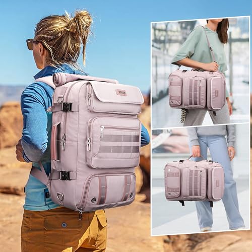 PIJUSHI Travel Backpack for Women Carry on Duffle Bag Backpack For Airplanes Luggage Rucksack with Shoe Compartment(PE048 Light Purple)2