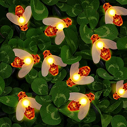 BONBELONG Solar Lichterkette Aussen, 50 Süße Honigbienen LED Lichter, 7M...