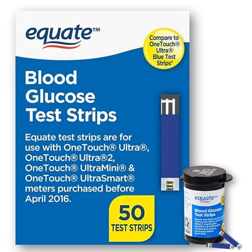 Equate Diabetic Blood Sugar Test Strips - 50ct (Pack of 1) - Accurate Glucose Testing for Diabetes Control