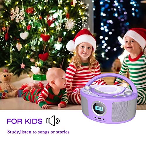 Portable Cd Player Bluetooth Boombox With Fm Radio, Usb, Aux And Headphone Jack, Cd-R/Rw And Mp3 Cds Compatible, Ac/Battery Operated,Remote Control #TOP3