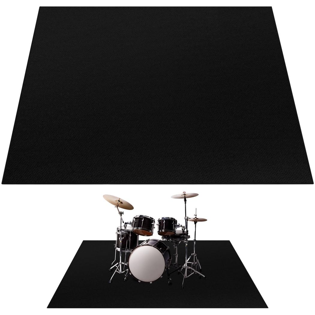 Tapis de batterie de 1,8 x 1,5 m, tapis de batterie avec fond antidérapant, tapis insonorisant pour instrument de musique (tapis de batterie)