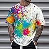 Tobysper Colourful T-Shirt Men's 3D Print T-Shirt Neon Cool Shirts Graffiti Short Sleeve Shirts Tee Tops Summer Casual Shirt Summer Shirt Basic Crew Neck Blouse Funny Party Sports Shirt, White, L #1