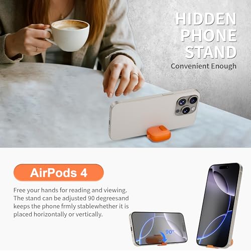 Image of for AirPods 4 Case with Lock,TPU Leather Texture Protective Durability Anti-Lost & Shockproof Protective Cover Accessories with Cleaning Kit in Keychain for Apple iPod 4 Generation (Orange)