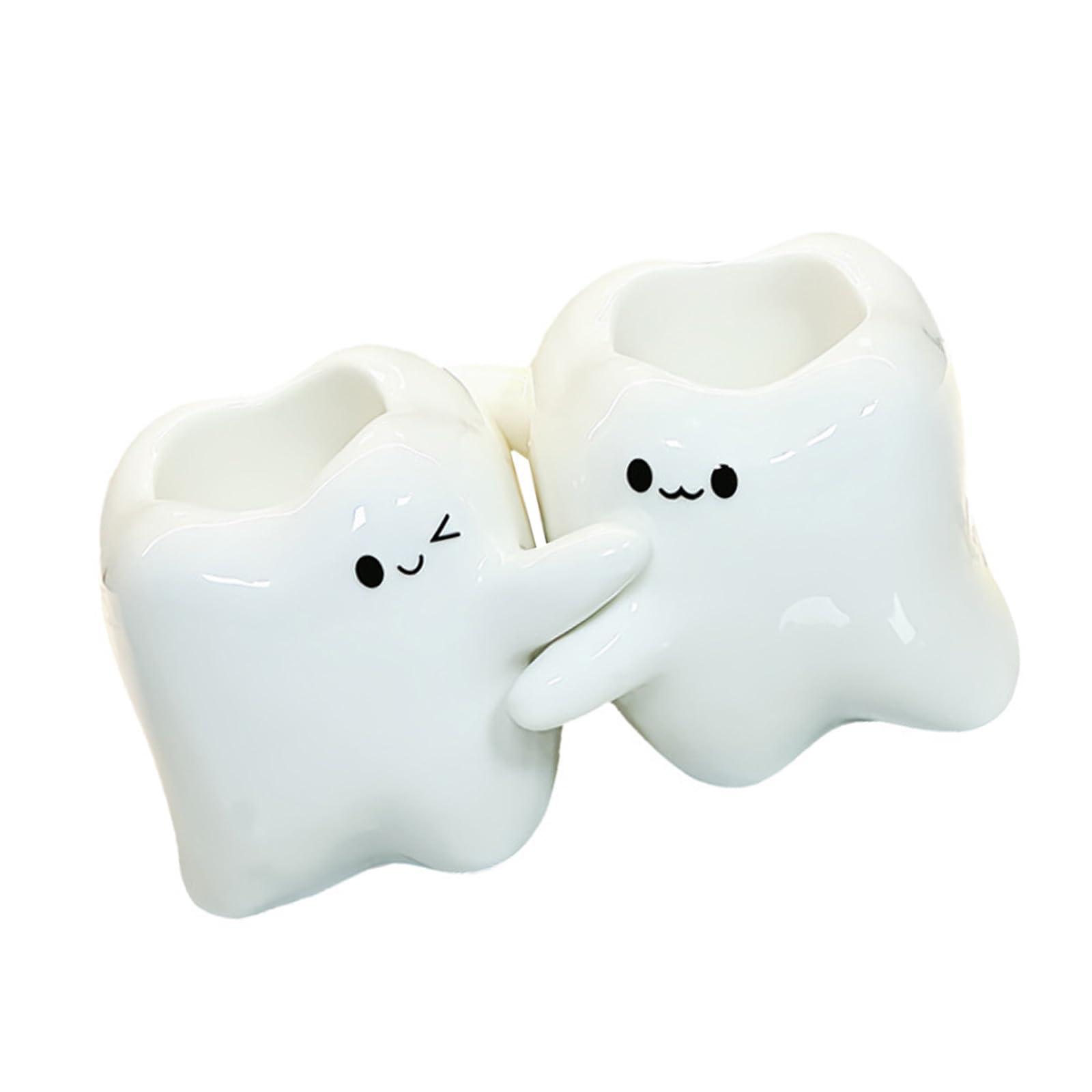 Ceramic Tooth Shape Toothbrush Holder with NonSlip Design Bathroom Countertop Organizers for Wet Areas Family Bathroom Storage Solution