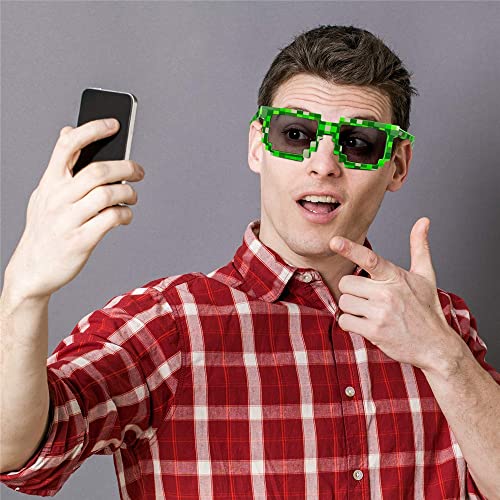 Image of Check Sunglasses Pixel Gangsta Life Funny Novelty Shades With Box Packing (CHECK-GREEN)