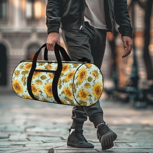 Sunflower Music Note Canvas Duffle Bag for Travel, 50L Duffel Overnight Weekend Bag (Green)4