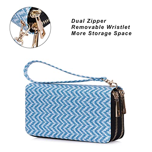 Image of Cellphone Wallet for Women Dual Zipper Long Purse with Removable Wristlet