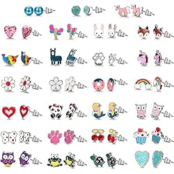 Agatha Paris Pendientes MILACOLATO 27/34/50 Pares de Lindos Pendientes de Tuerca Para Mujeres Adolescentes Acero Inoxidable Post Stud Juego de Pendientes con Lindo Animal Panda Zorro Tortuga