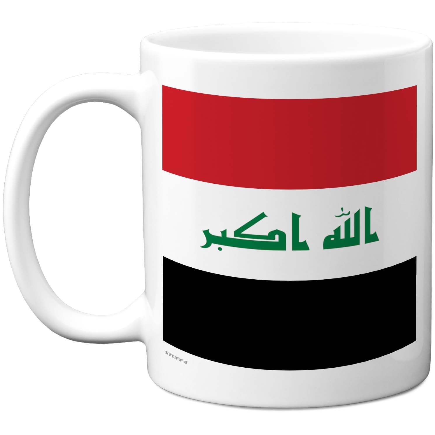 Stuff4 Iraq Mug - Bold Patriotic Flag Design - National Pride with Arabic Script - 11oz Ceramic Gloss Mug