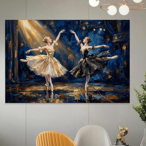 Póster de bailarinas de ballet con efecto óleo texturizado para un dormitorio elegante 5