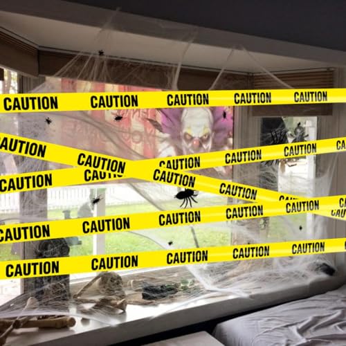 Image of Yellow Caution Tape Non-Adhesive7.5cm by 300-Feet Roll Highly Visible Barricade Tape Weatherproof Safety Barrier Tape, Safety Blocking Tape.