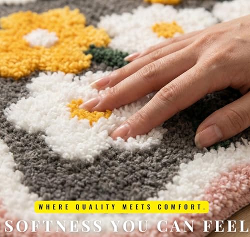 Image of HOMEKART Microfiber Bath Mat 2000 GSM, Super Soft & Absorbent Anti-Skid Bathroom Floor Mat, Quick Dry Door Mat for Bathroom, Bedroom & Kitchen (40x60 cm, Grey) Pack of 1