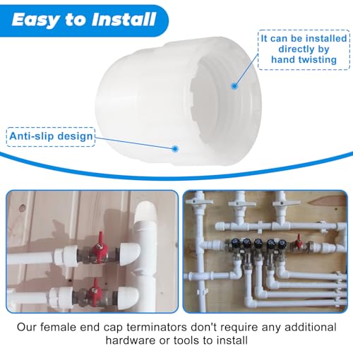 Image of 06860 1 /2 inch RV Drain Cap, Cold Water Pipe 1 /2 inch Female End Cap Terminator, RV Plumbing Cap Fitting, RV Pex Pipe /Tubing Fittings (4 Fittings)