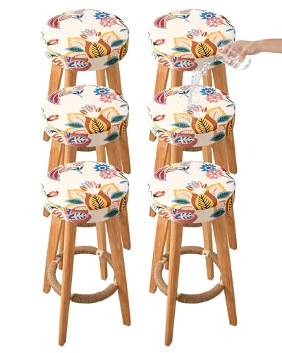 Image of CRFATOP 6 Pack Waterproof Bar Stool Covers Round Seat Slipcover,L,05