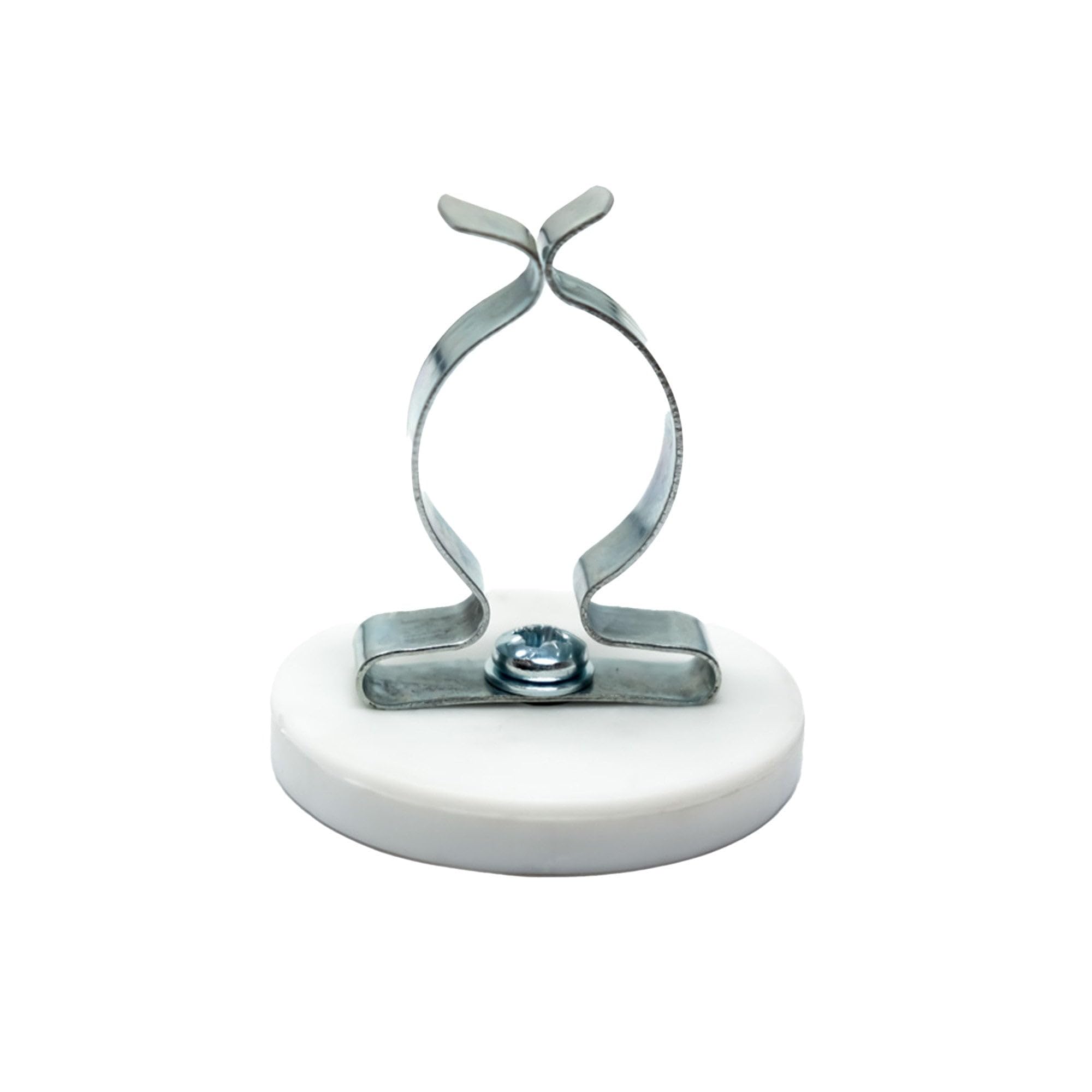 43 mm de diámetro x 6 mm de alto, recubierto de goma, imán de sujeción de cable con clip de rizo de 19 mm (blanco) – 8 kg de fuerza (paquete de 40)