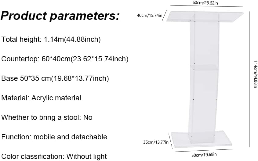 Miniatura 3 de Soporte de podio curvado acrílico desmontable móvil, podio de presentación Podio Soporte de recepción, púlpitos acrílicos transparentes para