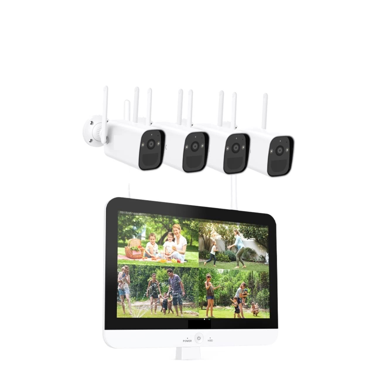 Kamery Monitoringu, 13 Cal 3MP system kamer monitorujących bezpieczeństwo bateria kamera PIR intelintna kamera wykrywająca zestaw CCTV NVR zestaw bezprzewodowy(2T,4 Camera 8 CH NVR)