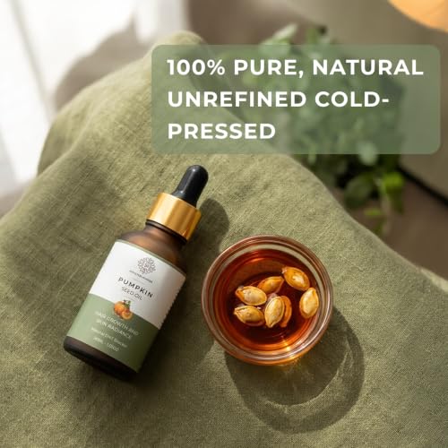 Image of Mystic Pure Pumpkin Seed Oil 100% Natural and Cold Pressed for Hair Growth and Skin Radiance | Natural DHT Blocker | Unrefined, Hexane-Free (30ml)