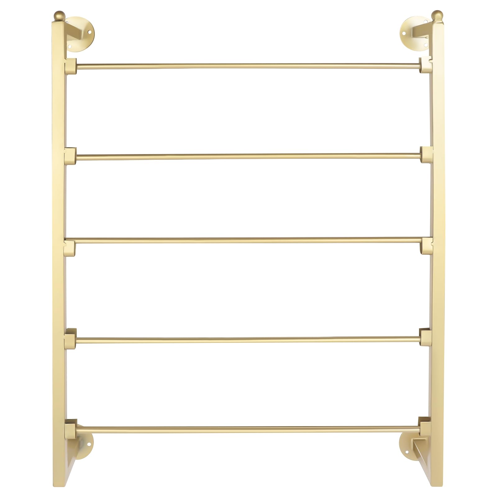 Surneis Metal Scarf Display Stand, Gold Wall Mounted Multifunctional Metal Holder Scarf Display Rack 5-Layer Towel & Ribbon Organizer Rack for Home Bathrooms, Retail Stores, Workplaces