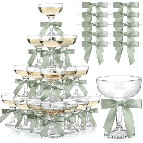 Contenuto del set: questa confezione include 30 bicchieri da cocktail con fiocchi verdi, che consentono di ospitare riunioni indimenticabili. L'ampia quantità garantisce la prontezza per qualsiasi evento, dagli incontri intimi alle grandi celebrazioni. Sono inclusi anche 50 eleganti fiocchi di nastro di raso verde, eliminando gli sforzi fai da te aggiungendo un tocco di raffinatezza al tuo arredamento