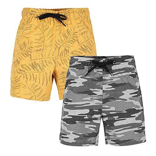 Image of Hopscotch Boys Cotton Animal Print Shorts(Pack of 2) in Multi Color