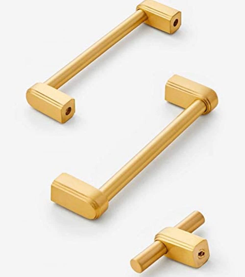CLQ Griffe Möbeltürgriff Küchenmöbelgriffe Stangengriff Goldener Messingschrankknopf Schubladenknöpfe Vintage Schlafzimmertürgriffe Knöpfe-143mm