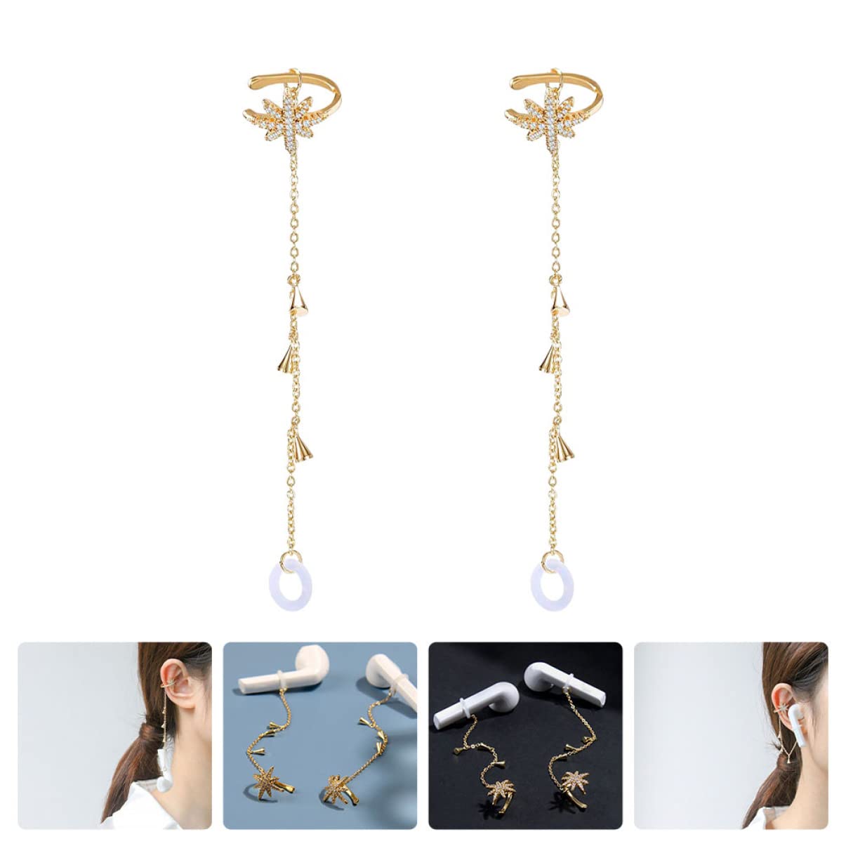 DOITOOL 5 De Auriculares Con Clip De Oreja De Cadena Antipérdida Moda De Cobre