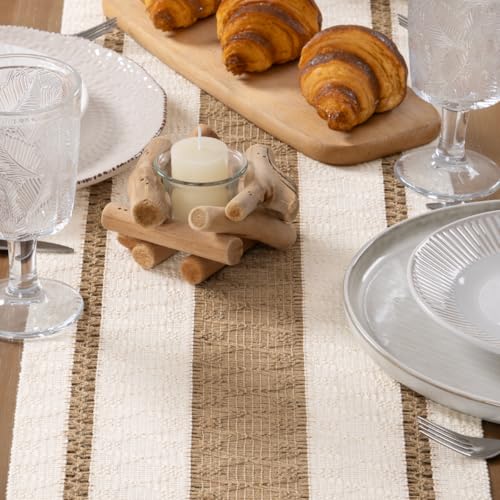 MLMW Rustic Table Runner 72 inches Long Boho Cotton Burlap Coffee Table Decor Farmhouse Macrame Jute Dining Centerpiece for Living Room Bedroom Home Decor - Image 4