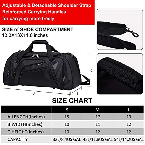 SIYUAN Medium Gym Bag for Men, Sports Duffel, Storage Bag Shopping Bag Shoe Compartment with Adjustable Strap 45L 17 Inches Length,RoyalBlue,Medium