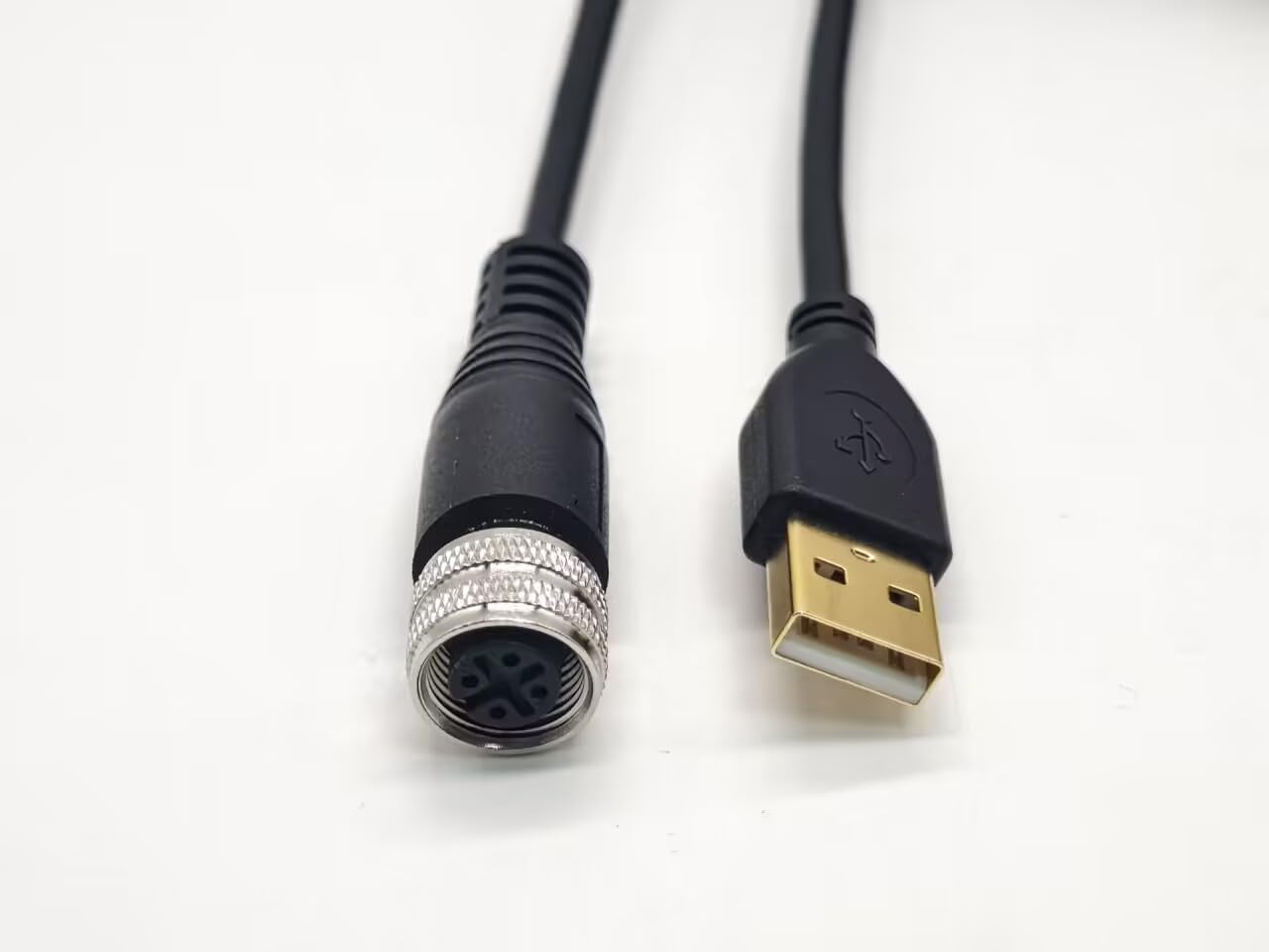 Elecbee M12 4 Pin A Code Female to USB 2.0 A Male M12 to USB Cable Assembly 3 Meters AWG26