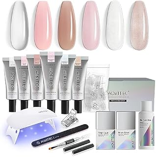 Aokitec Poly Nail Gel Kit With Mini LED Nail Lamp Nail Enhancement All-in-1 Beginner Portable Kit 6Color For DIY Lover Basic Nail Art Tools Full Manicure Starter Kit Gift