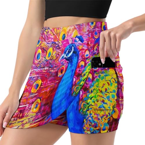 Jupe de tennis femme Paon De Couleur mini jupe de course athlétique et jupe short de golf sport