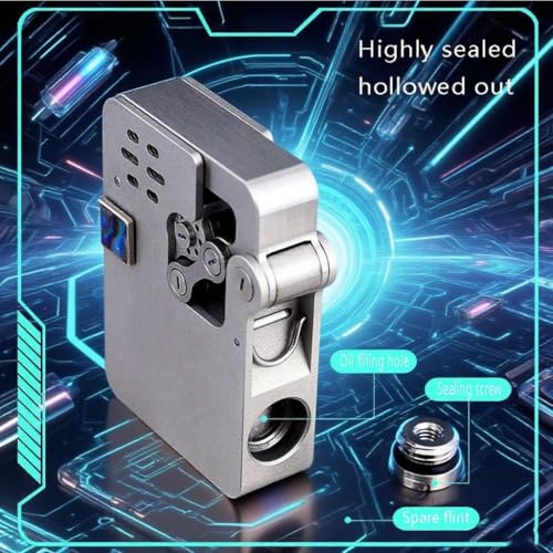 Encendedor de queroseno retro mecánico un botón negro miniatura 4