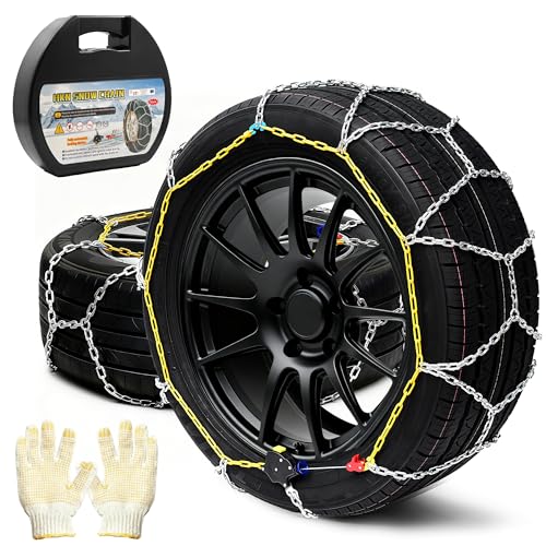 BasaltAuto Auto Tightening Snow Chains Tire Chains Quick Easy Installation HKN130 Set of 2 for Cars SUV Pickup Trucks RV 215 225 235 245 255 265 275 30'*9.5 Winter Emergency Tire Traction for Snow Ice