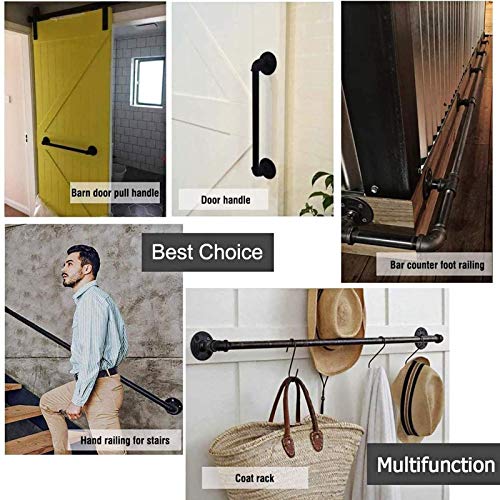 Garde-corps de support mural en fer forgé noir, rampe d'escalier premium de 4ft