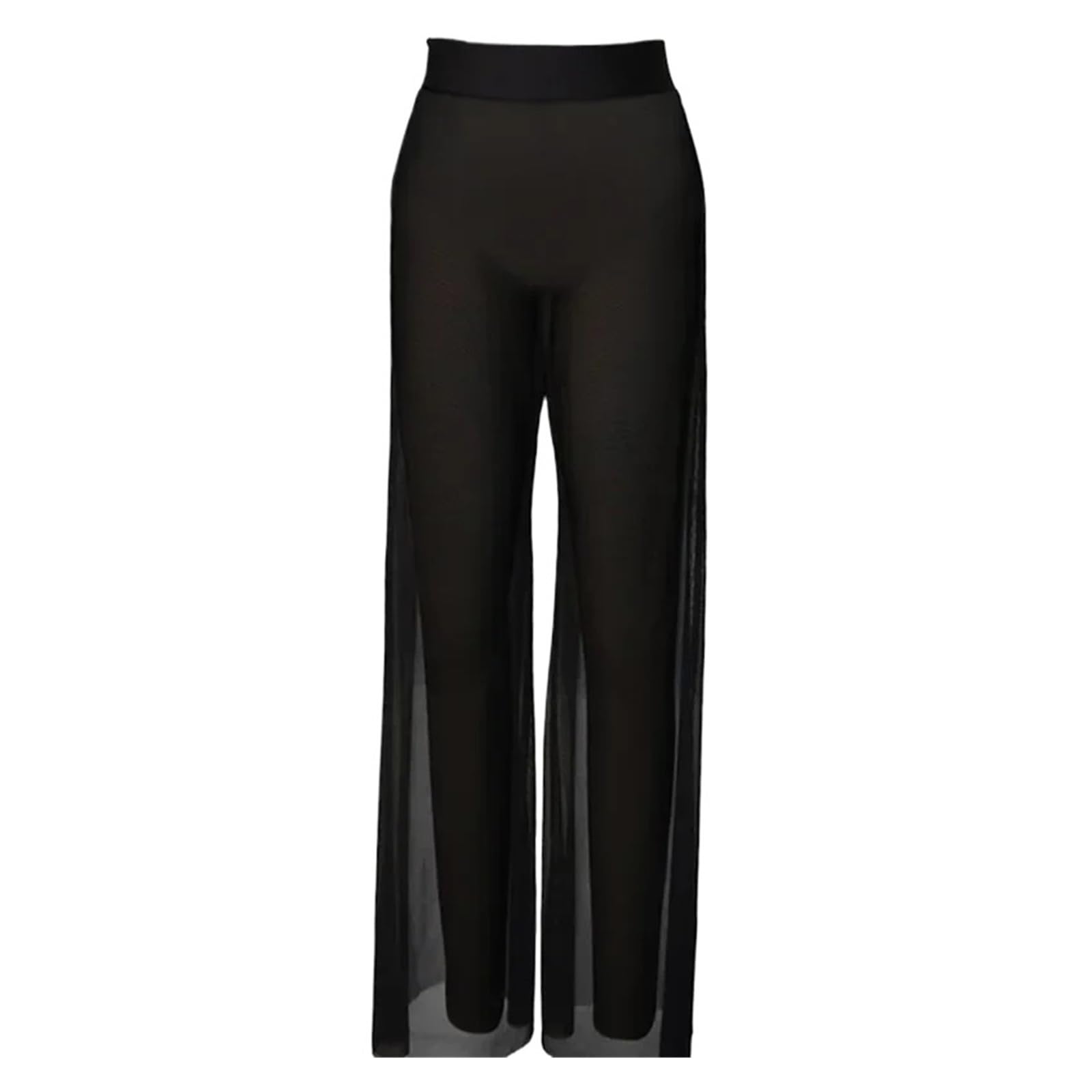 Damen Chiffon Tanzhose Mesh-Tanzhose for Mädchen und Frauen, modernes Ballett-Tanz-Match-Outfit, Unterwäsche, zeitgenössische, lyrische, Lange Tanzhose mit weitem Bein(Black,IC)