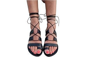 VIBRANT BLACK LACE UP GLADIATOR SANDALS