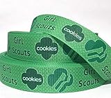 Grosgrain Ribbon 5/8' Girl Scouts Cookies Green Printed Per Yard