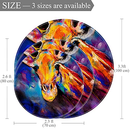 Tapis Girafe rond JDEZ lavable et antidérapant de 100x100cm pour sécuriser la chambre - 4